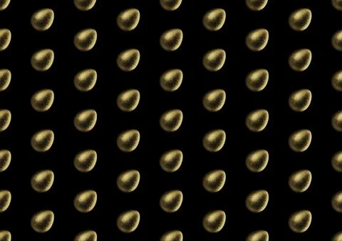 Chocolate easter egg pattern with gold foil on black background. Stock Photos