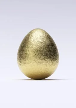 Chocolate easter egg with shiny gold foil on white background. Close-up. Stock Photos