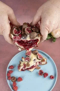 Chocolate Easter egg. Stuffed with white Brazilian truffle and raspberry ja.. Stock Photos