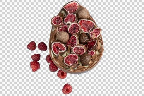 Chocolate Easter egg. Stuffed with white Brazilian truffle and raspberry ja.. Stock Photos