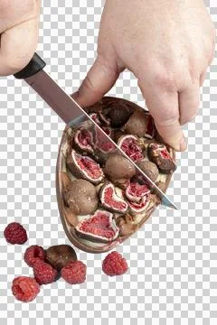 Chocolate Easter egg. Stuffed with white Brazilian truffle and raspberry ja.. Stock Photos