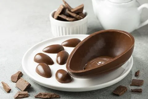 Chocolate easter egg on the table. Stock Photos