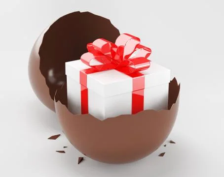 Chocolate easter eggs and gifts, 3d rendering Stock Illustration