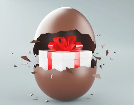 Chocolate easter eggs and gifts, 3d rendering Stock Illustration