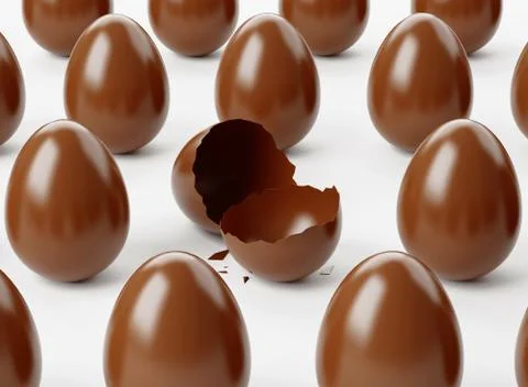 Chocolate easter eggs and gifts, 3d rendering Stock Illustration
