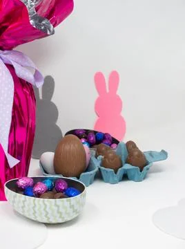 Chocolate Easter eggs on a blank background Stock Photos