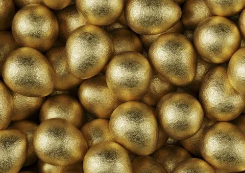 Chocolate easter eggs with gold foil. Wallpaper. backdrop. Stock Photos