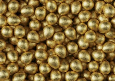 Chocolate easter eggs with gold foil. Wallpaper. backdrop. Stock Photos
