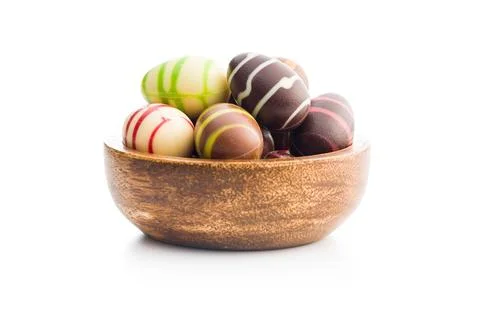 Chocolate easter eggs isolated on white background. Stock Photos