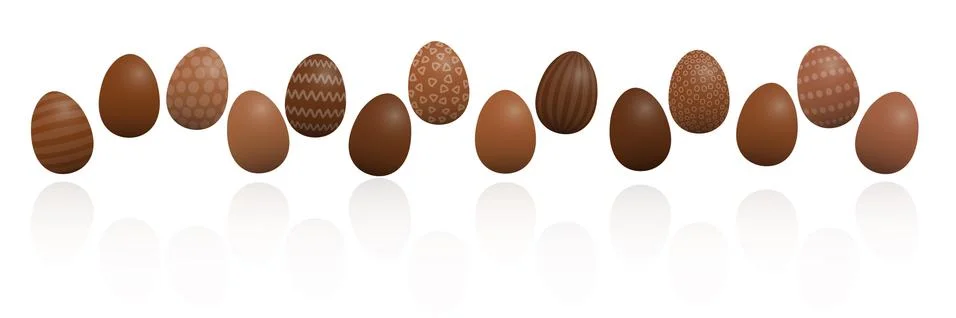 Chocolate Easter Eggs Loosely Arranged Stock Illustration