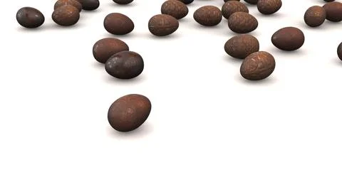 Chocolate easter eggs rolling down on slope Illustrazione stock