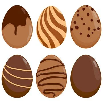 Chocolate Easter eggs set. Vector illustration Stock Illustration