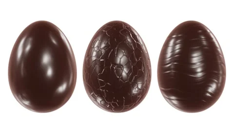 Chocolate Easter eggs spinning against white looping 3D animation with alpha Видео 168494233