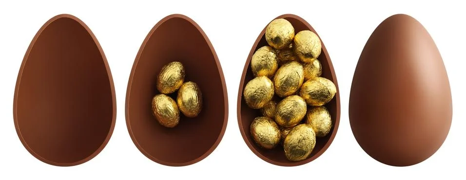 Chocolate Easter eggs on white background Stock-Fotos