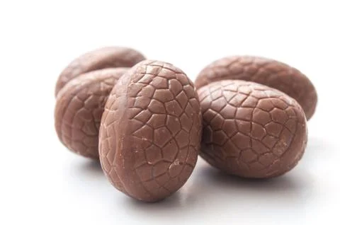 Chocolate easter eggs on white background Stock Photos