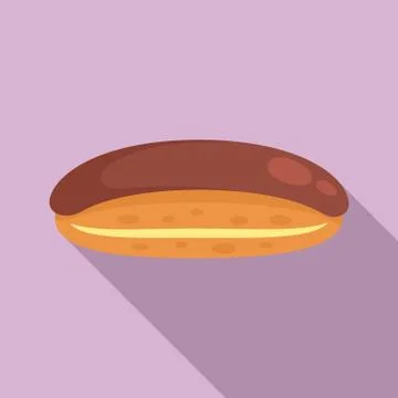 Chocolate eclair icon, flat style Illustrazione stock