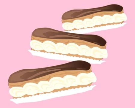 Chocolate eclairs Stock Illustration