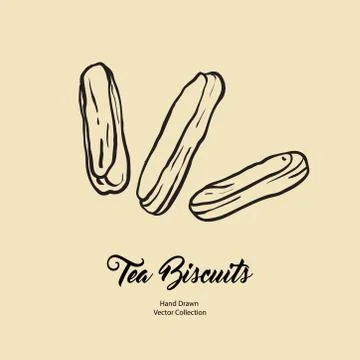 Chocolate eclairs isolated hand drawn vector line illustration old style. Vec Stock Illustration