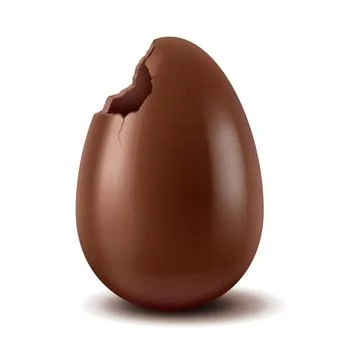 Chocolate egg with bite on white background Stock Illustration