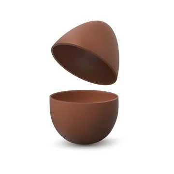 Chocolate egg. Broken realistic eggshell with two halves, traditional easter Stockillustratie