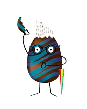 Chocolate egg in cartoon style. Vector illustration. Stock Illustration