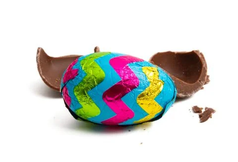 Chocolate egg in easter foil Stock Photos