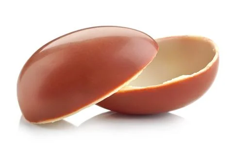 Chocolate egg halves, isolated Stock-Fotos
