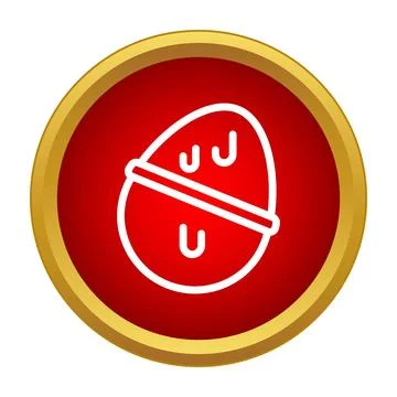 Chocolate egg icon inside red golden button Stock Illustration