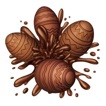 Chocolate Egg Splash Stock Illustration