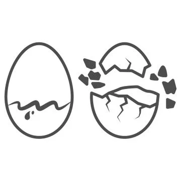 Chocolate egg thin line icon, Chocolate festival concept, sweet tasty eggshell Stockillustratie