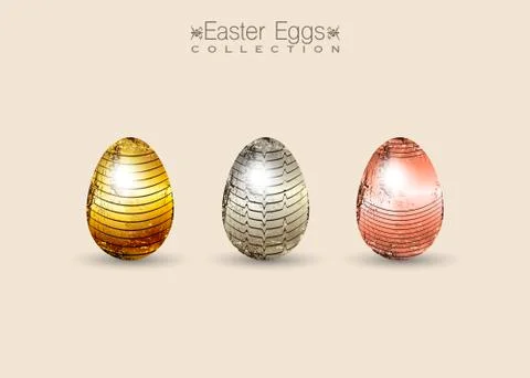 Chocolate eggs decorated with gold for Easter. Happy Easter. Set of Easter eggs Illustrazione stock