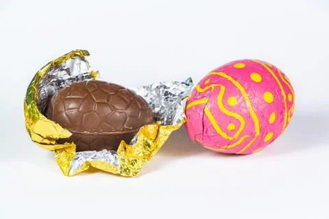 Chocolate eggs for easter Stock Photos