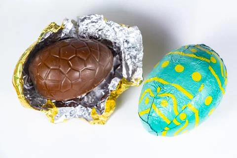 Chocolate eggs for easter Stock Photos