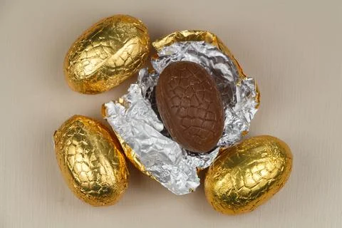 Chocolate eggs for easter Stock Photos