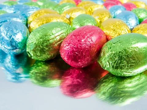 Chocolate eggs. Traditional Easter sweet. Stock Photos