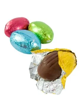 Chocolate eggs. Traditional Easter sweet. Stock Photos