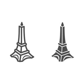Chocolate Eiffel Tower line and solid icon, Chocolate festival concept Illustrazione stock