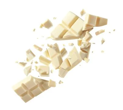 Chocolate explosion, pieces shattering on white background Stock Photos