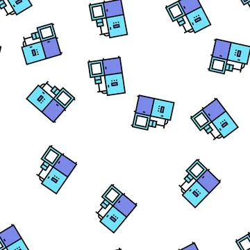 Chocolate factory machine vector seamless pattern Stock Illustration