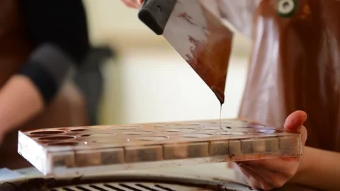 Chocolate Factory. A Process in Production Of Handmade Chocolate Stock Footage 151503786