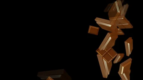 Chocolate falling on black background. copy space right side Stock Footage 116633156