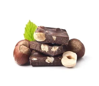 Chocolate with filbert nuts Stock Photos