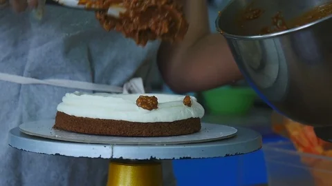 Chocolate filling for cake Stock Footage 75538413