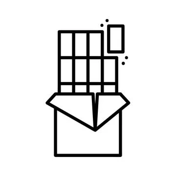Chocolate flat icon. Pictogram for web. Line stroke. Dessert isolated on whit Stock Illustration