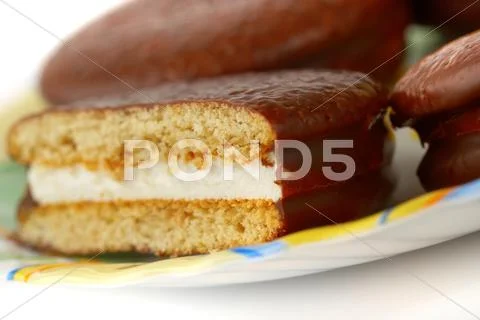Chocolate flour products with a cream Stock Photos