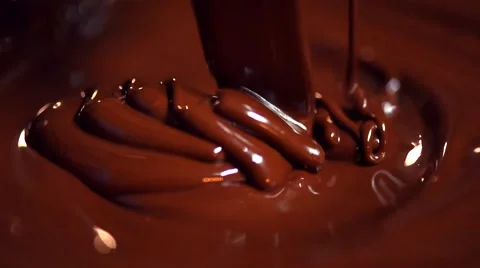 Chocolate flow. Closeup of liquid hot chocolate Stock Footage 50048764