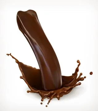 Chocolate flow, drops and splash vector mesh illustration Stock Illustration