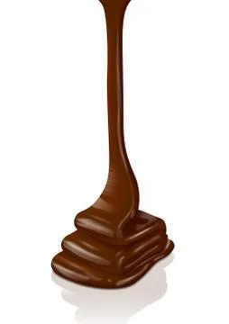 Chocolate flow isolated on white background -Clipping path Stock Illustration