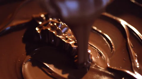 Chocolate Flow. Melted Dark Chocolate Stock Footage 33962193