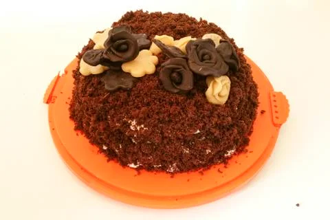 Chocolate flower cake Stock Photos